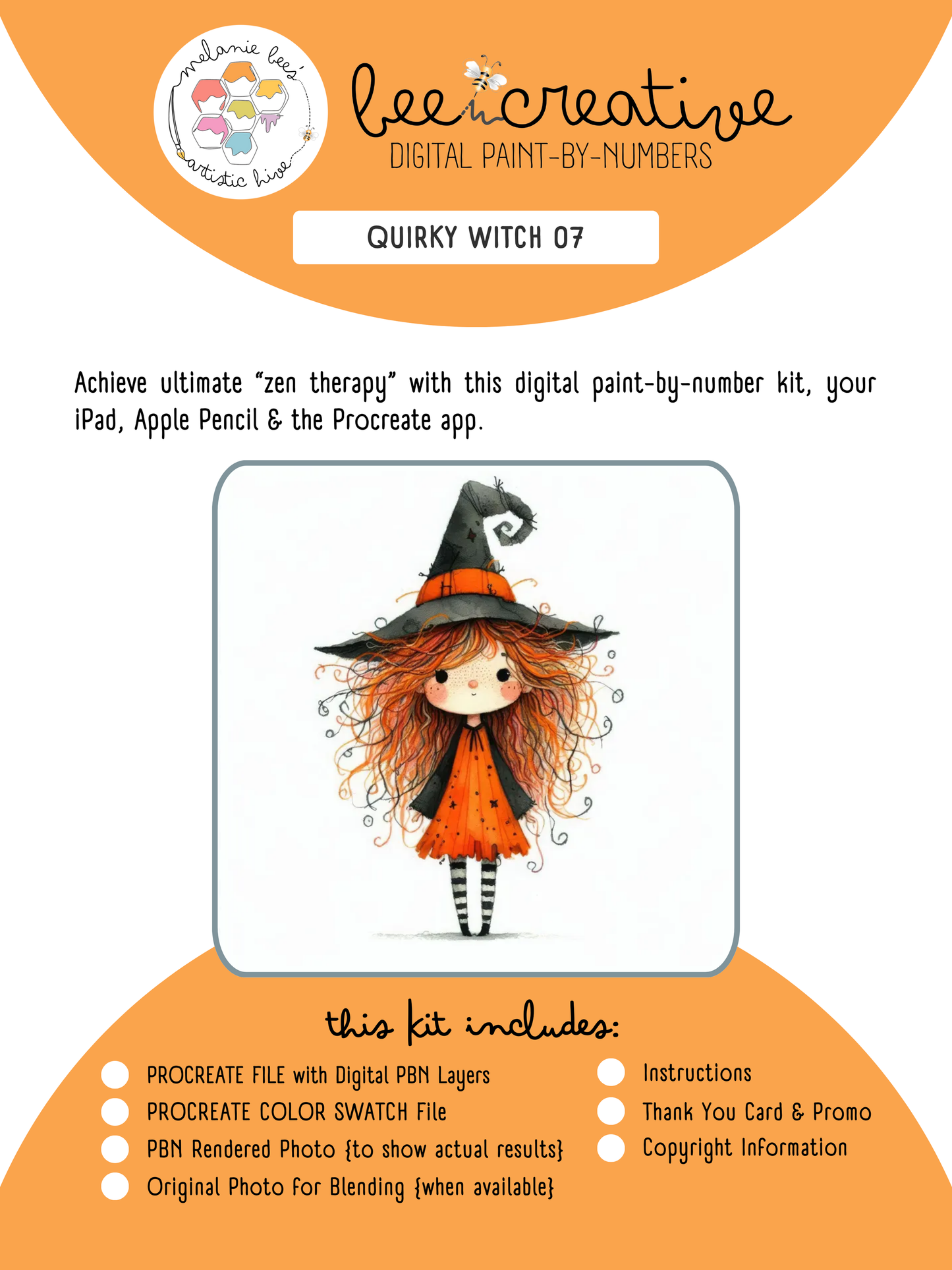 BEE CREATIVE Digital Paint by Number Kit {for Procreate} - QUIRKY WITCH 07