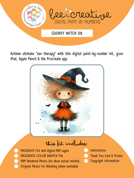 BEE CREATIVE Digital Paint by Number Kit {for Procreate} - QUIRKY WITCH 08