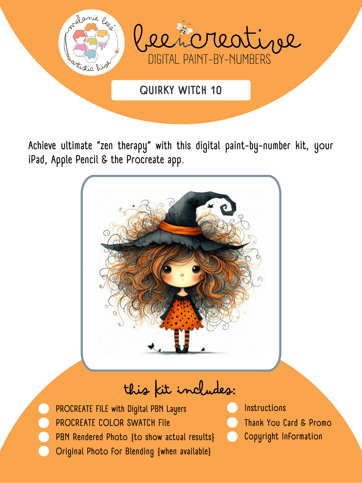 BEE CREATIVE Digital Paint by Number Kit {for Procreate} - QUIRKY WITCH 10