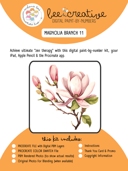 BEE CREATIVE Digital Paint by Number Kit {for Procreate} - MAGNOLIA BRANCH 11