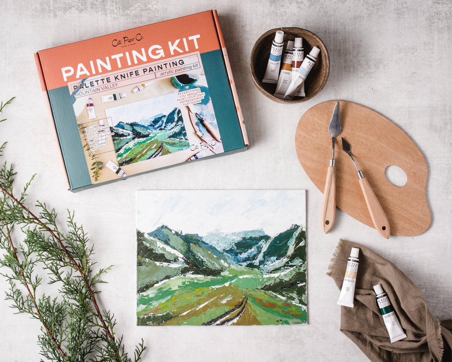 Cate Paper Co - MOUNTAIN VALLEY Palette Knife Painting Kit {NOT a Paint-by-Number}