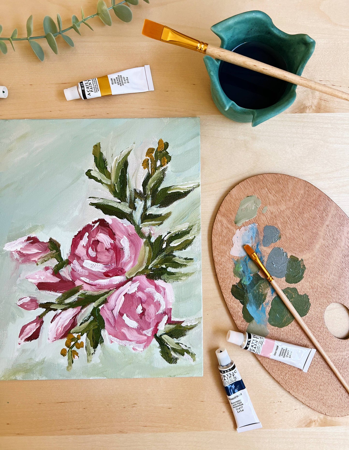 Cate Paper Co - Kit de pintura impresionista ROSAS ABSTRACTAS {NO es una pintura por números}