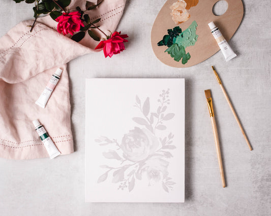 Cate Paper Co - Kit de pintura impresionista ROSAS ABSTRACTAS {NO es una pintura por números}