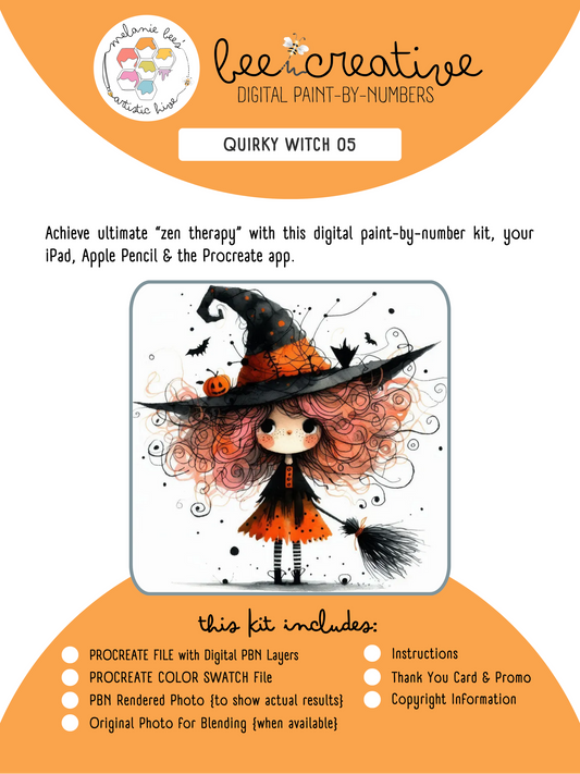 BEE CREATIVE Digital Paint by Number Kit {for Procreate} - QUIRKY WITCH 05