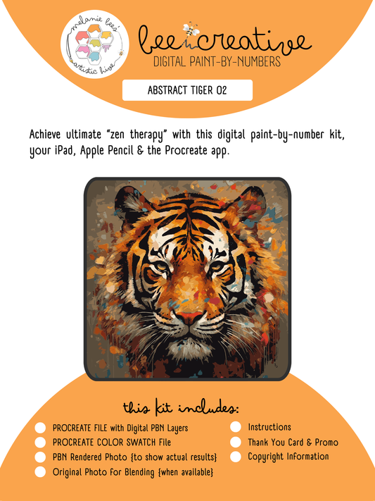 BEE CREATIVE Digital Paint by Number Kit {for Procreate} - ABSTRACT TIGER 02