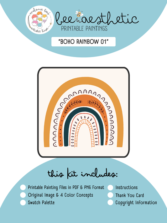 FREE-BEE - BEE AESTHETIC Printable Painting Kit - BOHO RAINBOW 01