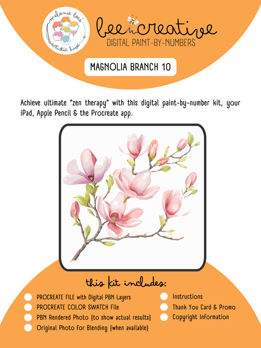 BEE CREATIVE Digital Paint by Number Kit {for Procreate} - MAGNOLIA BRANCH 10