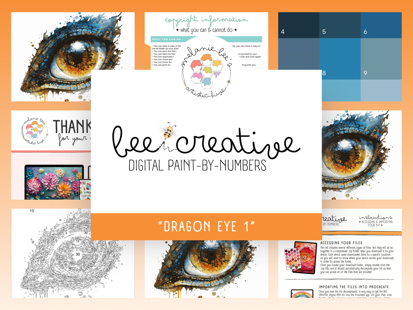 BEE CREATIVE Digital Paint by Number Kit {for Procreate} - DRAGON EYE 1