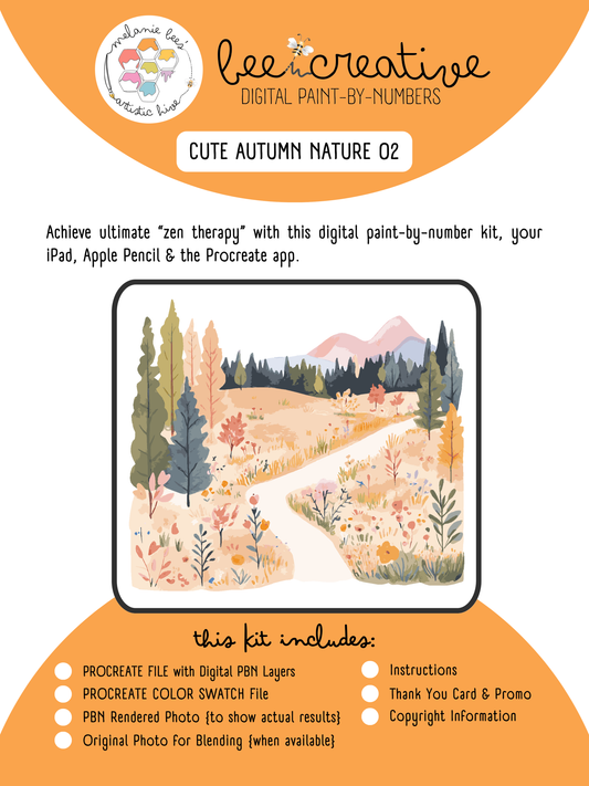 BEE CREATIVE Digital Paint by Number Kit {for Procreate} - CUTE AUTUMN NATURE 02
