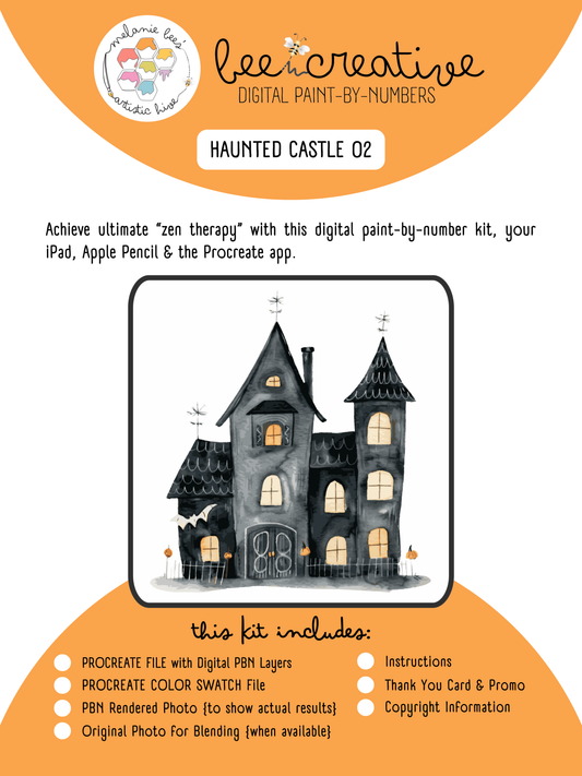 BEE CREATIVE Digital Paint by Number Kit {for Procreate} - HAUNTED CASTLE 02