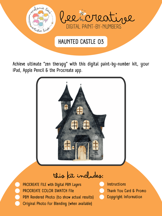 BEE CREATIVE Digital Paint by Number Kit {for Procreate} - HAUNTED CASTLE 03