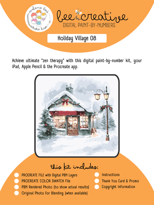 BEE CREATIVE Digital Paint by Number Kit {for Procreate} - HOLIDAY VILLAGE 08