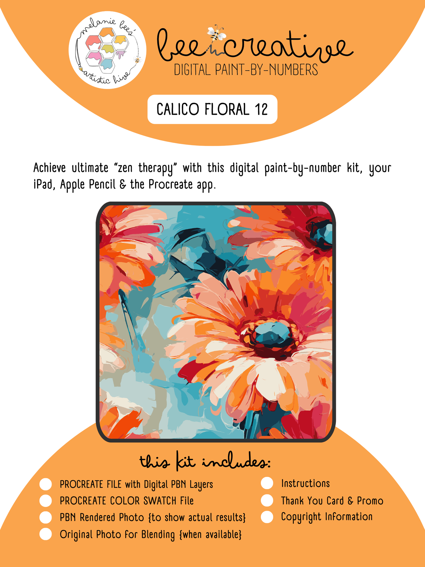 Kit de pintura digital por números BEE CREATIVE {para Procreate} - CALICO FLORAL 12