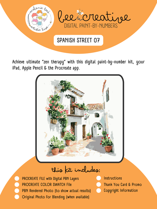 BEE CREATIVE Digital Paint by Number Kit {for Procreate} - SPANISH STREET 07