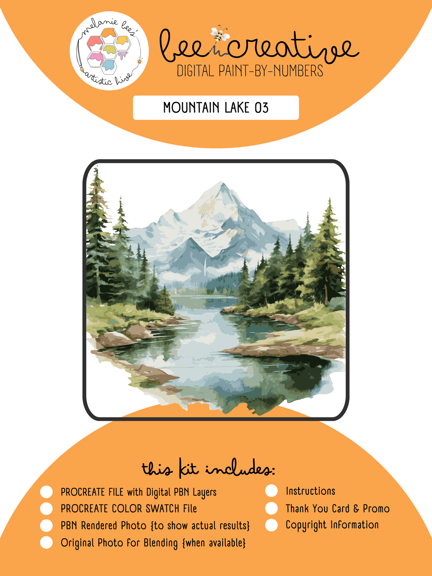 Kit de pintura digital por números BEE CREATIVE {para Procreate} - LAGO DE MONTAÑA 03