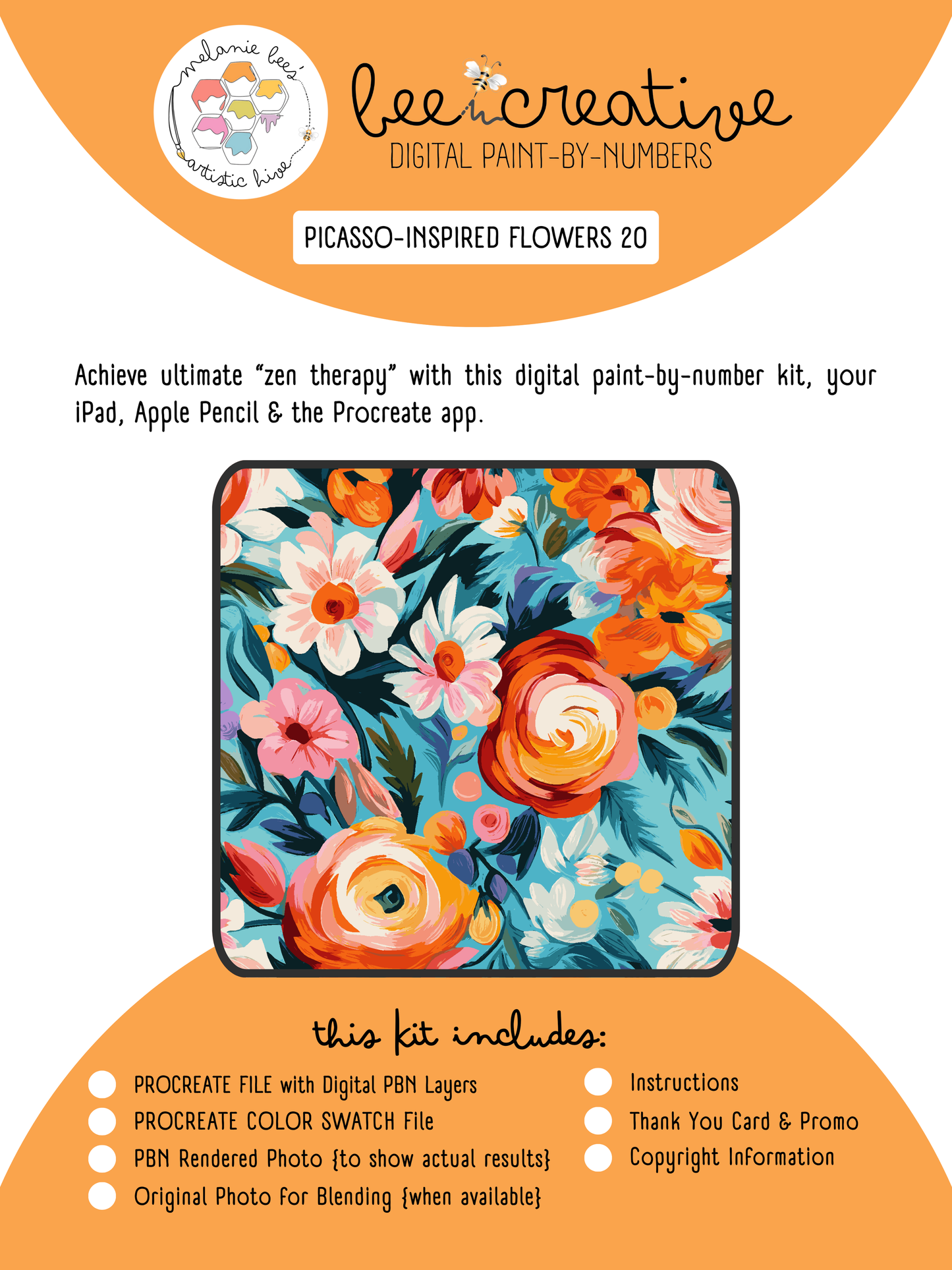 Kit de pintura digital por números BEE CREATIVE {para Procreate} - Flores inspiradas en Picasso 20
