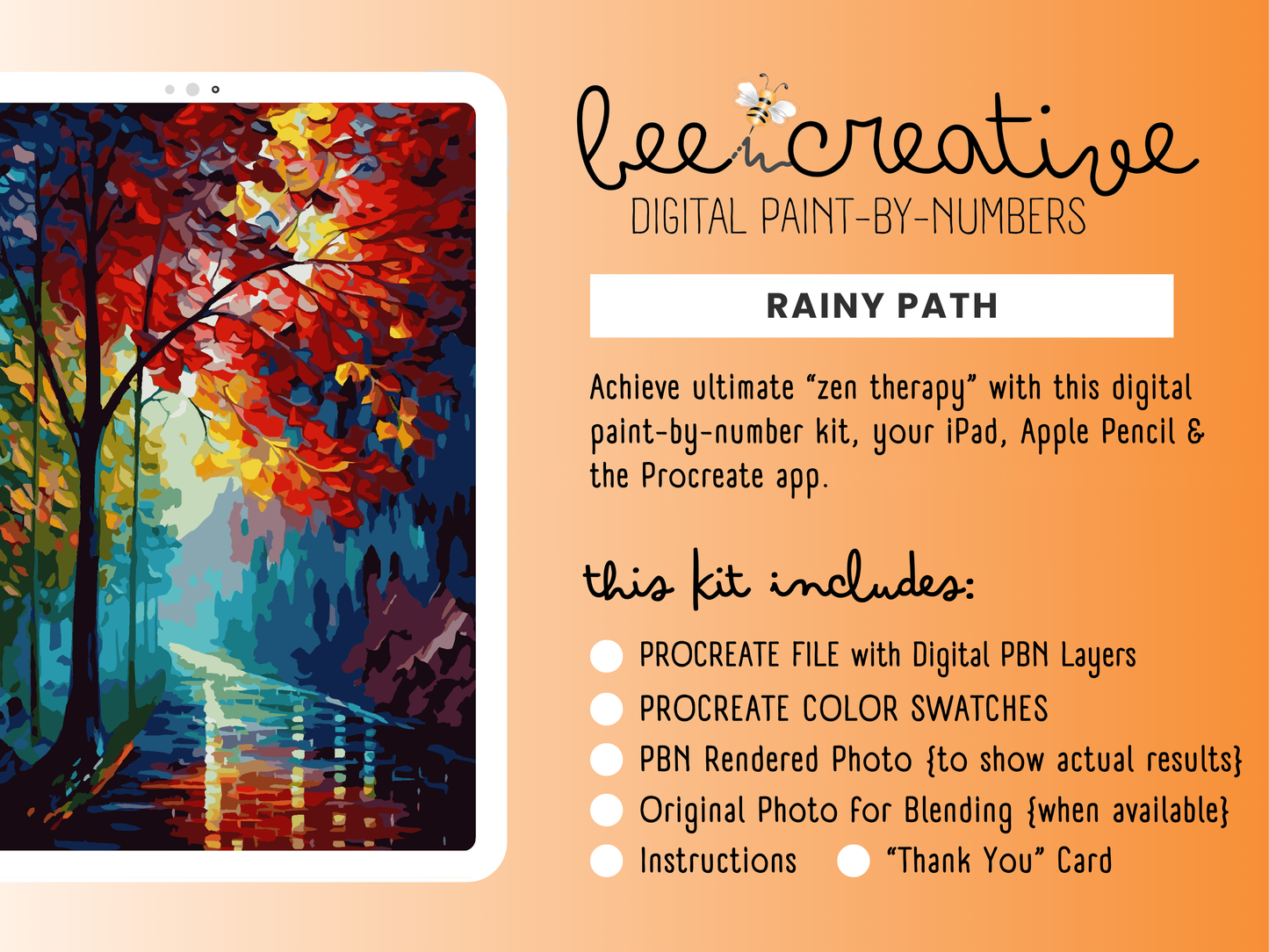 Kit de pintura digital por números BEE CREATIVE {para Procreate} - RAINY PATH