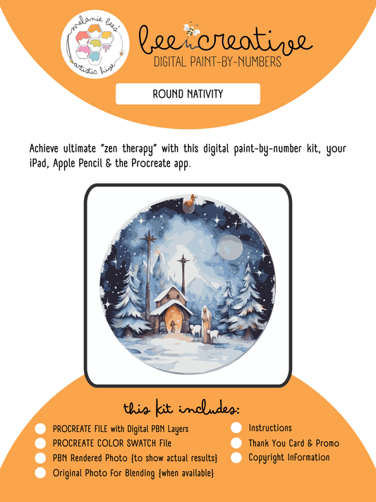 BEE CREATIVE Digital Paint by Number Kit {for Procreate} - ROUND NATIVITY