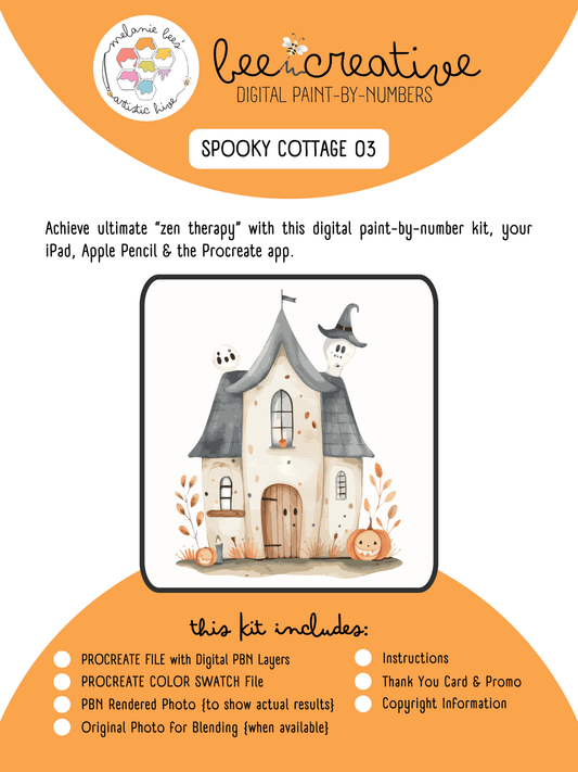 BEE CREATIVE Digital Paint by Number Kit {for Procreate} - SPOOKY COTTAGE 03