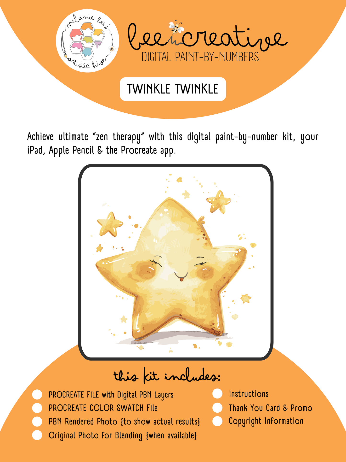 BEE CREATIVE Digital Paint by Number Kit {for Procreate} - TWINKLE TWINKLE