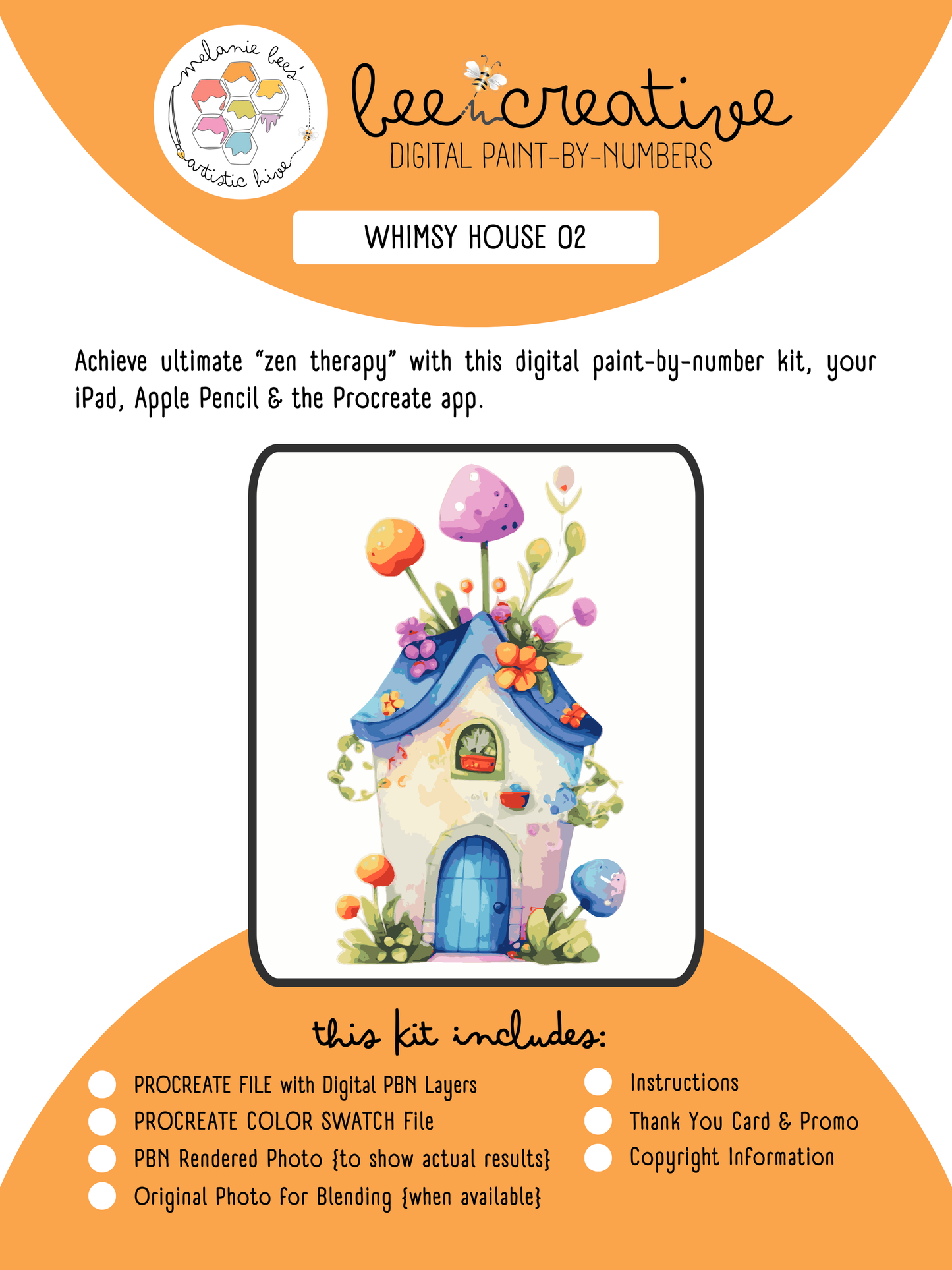 Kit de pintura digital por números BEE CREATIVE {para Procreate} - WHIMSY HOUSE 02