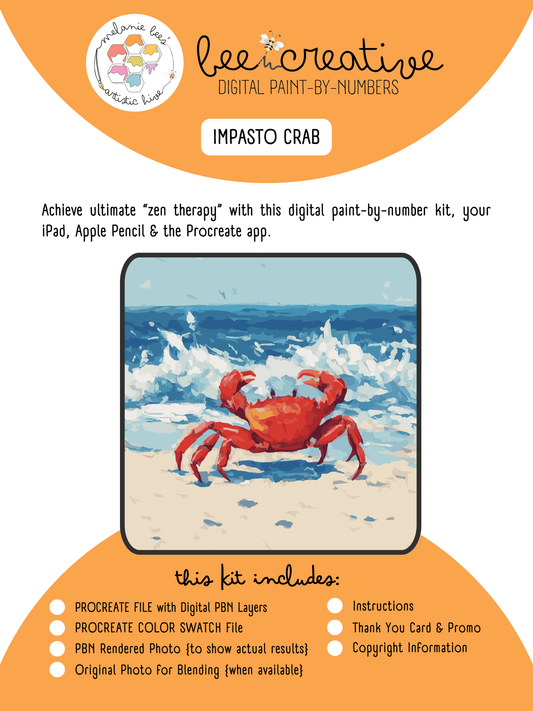 BEE CREATIVE Digital Paint by Number Kit {for Procreate} - IMPASTO CRAB