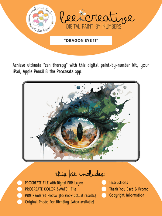 BEE CREATIVE Digital Paint by Number Kit {for Procreate} - DRAGON EYE 11