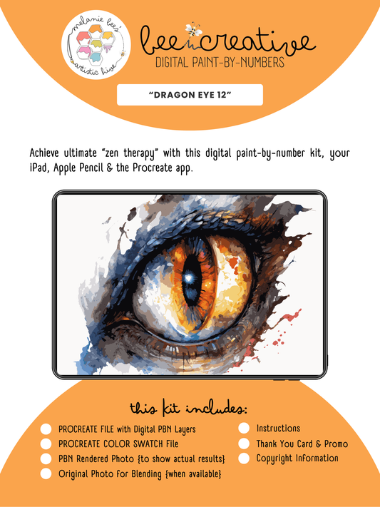 BEE CREATIVE Digital Paint by Number Kit {for Procreate} - DRAGON EYE 12