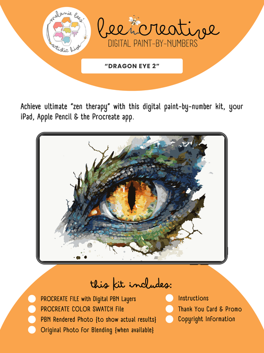 BEE CREATIVE Digital Paint by Number Kit {for Procreate} - DRAGON EYE 2