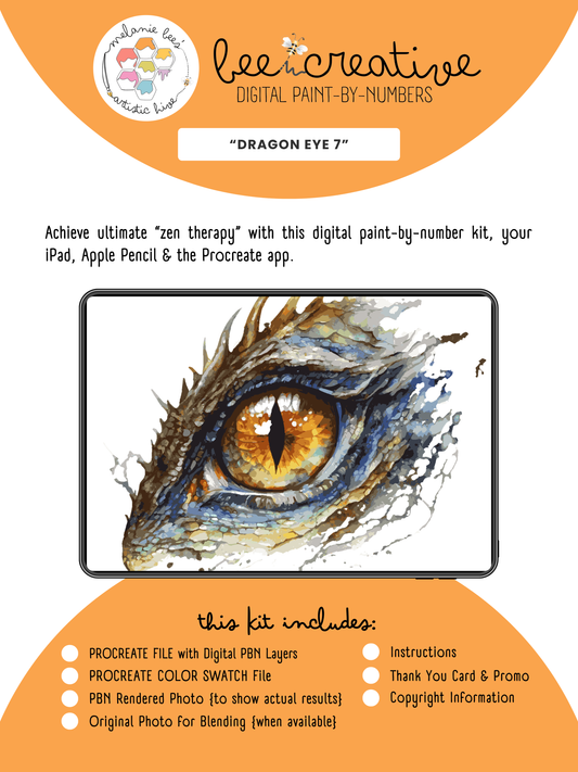 BEE CREATIVE Digital Paint by Number Kit {for Procreate} - DRAGON EYE 7