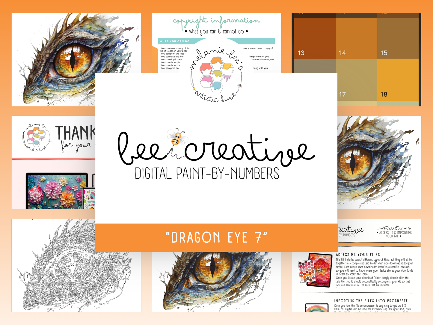 BEE CREATIVE Digital Paint by Number Kit {for Procreate} - DRAGON EYE 7