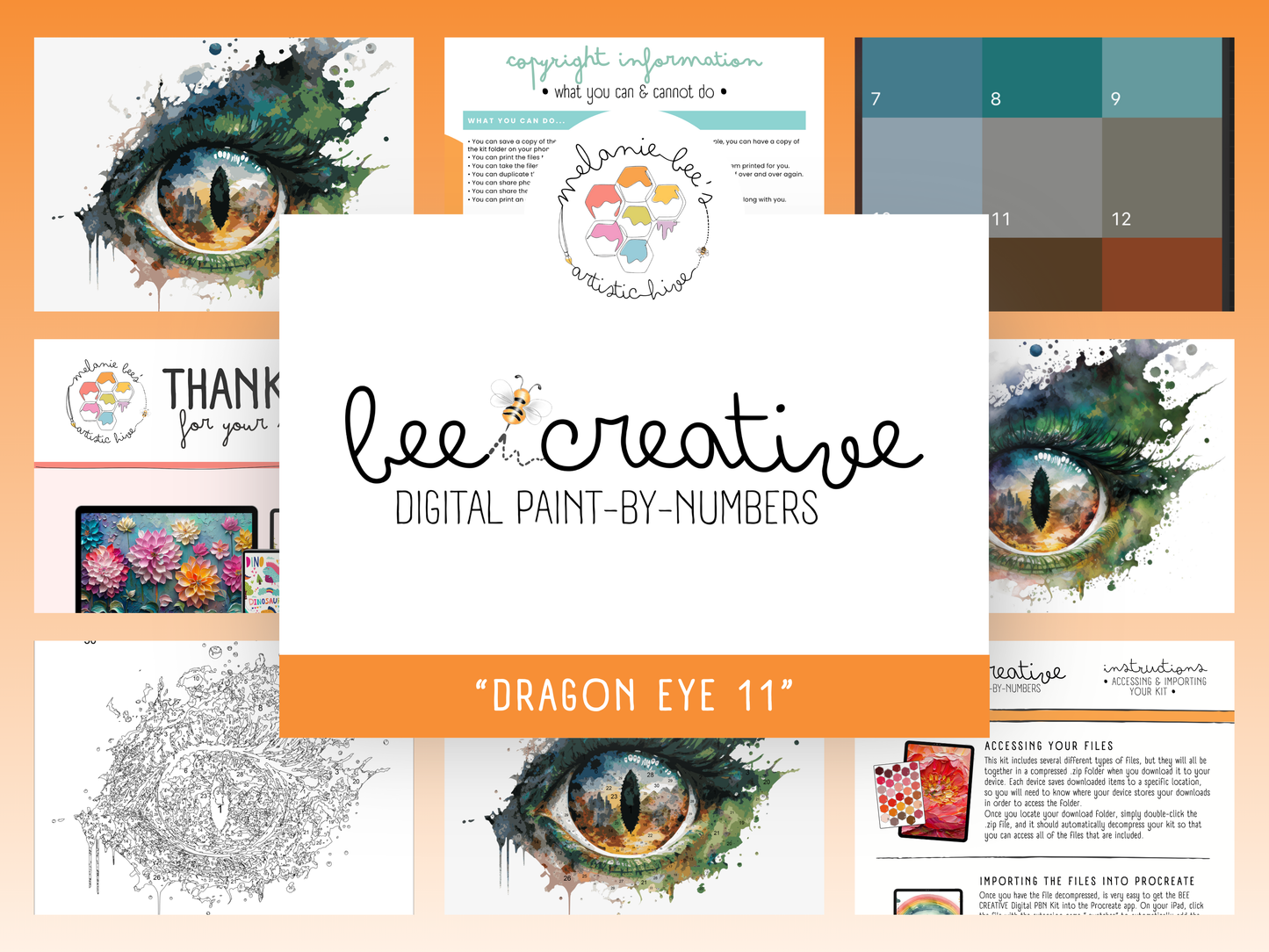 BEE CREATIVE Digital Paint by Number Kit {for Procreate} - DRAGON EYE 11