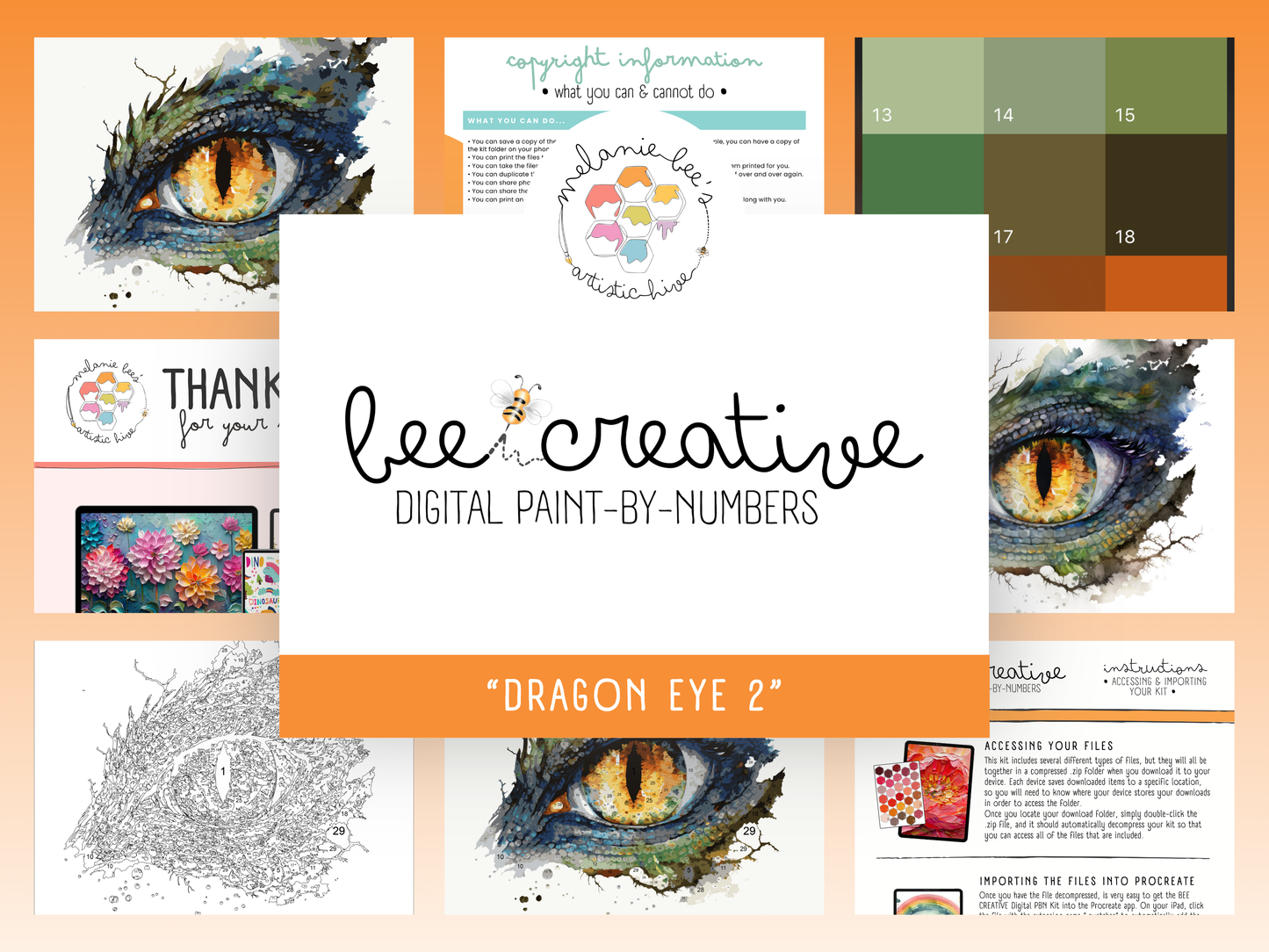 BEE CREATIVE Digital Paint by Number Kit {for Procreate} - DRAGON EYE 2
