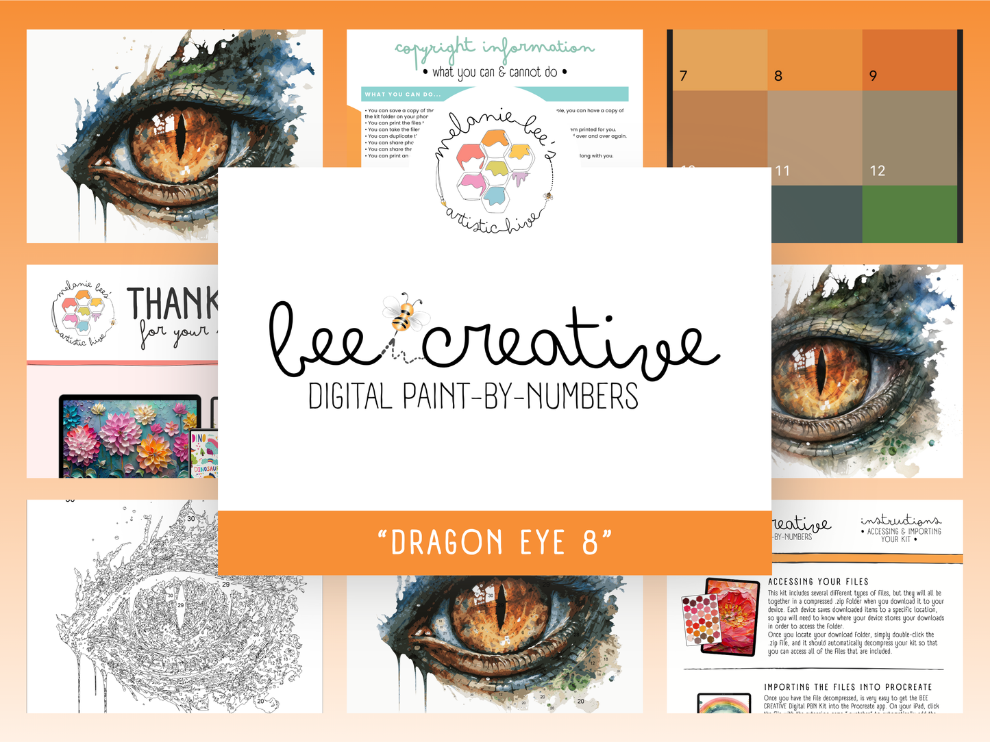 BEE CREATIVE Digital Paint by Number Kit {for Procreate} - DRAGON EYE 8