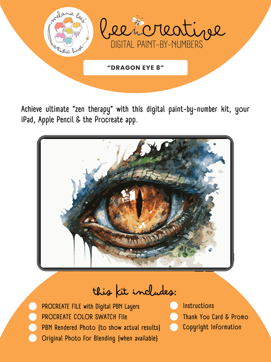 BEE CREATIVE Digital Paint by Number Kit {for Procreate} - DRAGON EYE 8