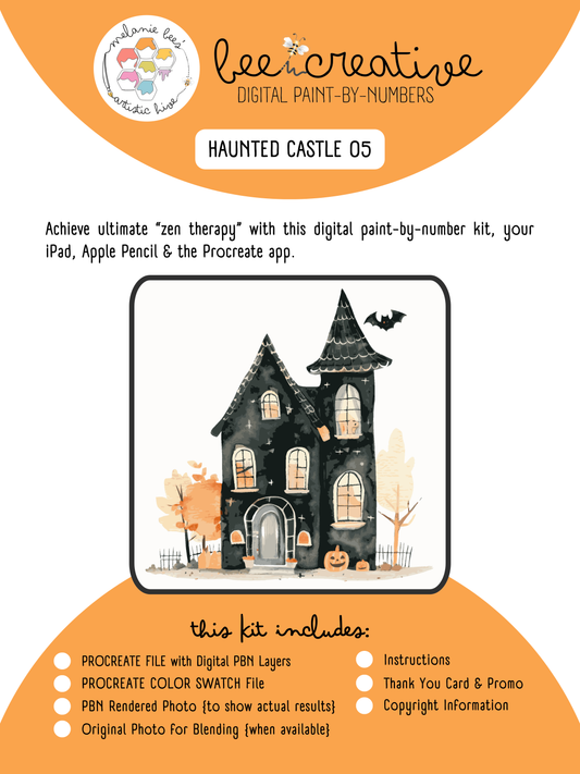 BEE CREATIVE Digital Paint by Number Kit {for Procreate} - HAUNTED CASTLE 05