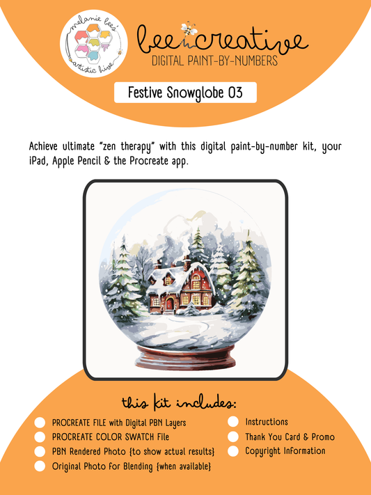 BEE CREATIVE Digital Paint by Number Kit {for Procreate} - FESTIVE SNOWGLOBE 03