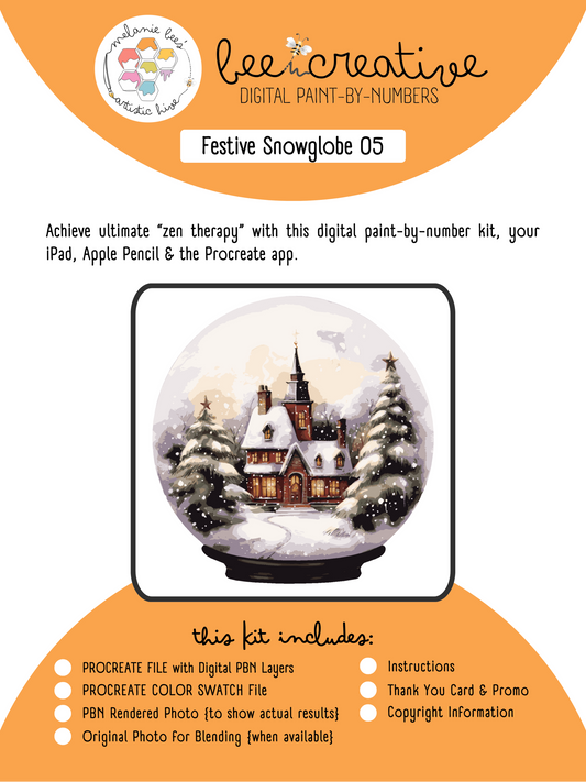 BEE CREATIVE Digital Paint by Number Kit {for Procreate} - FESTIVE SNOWGLOBE 05