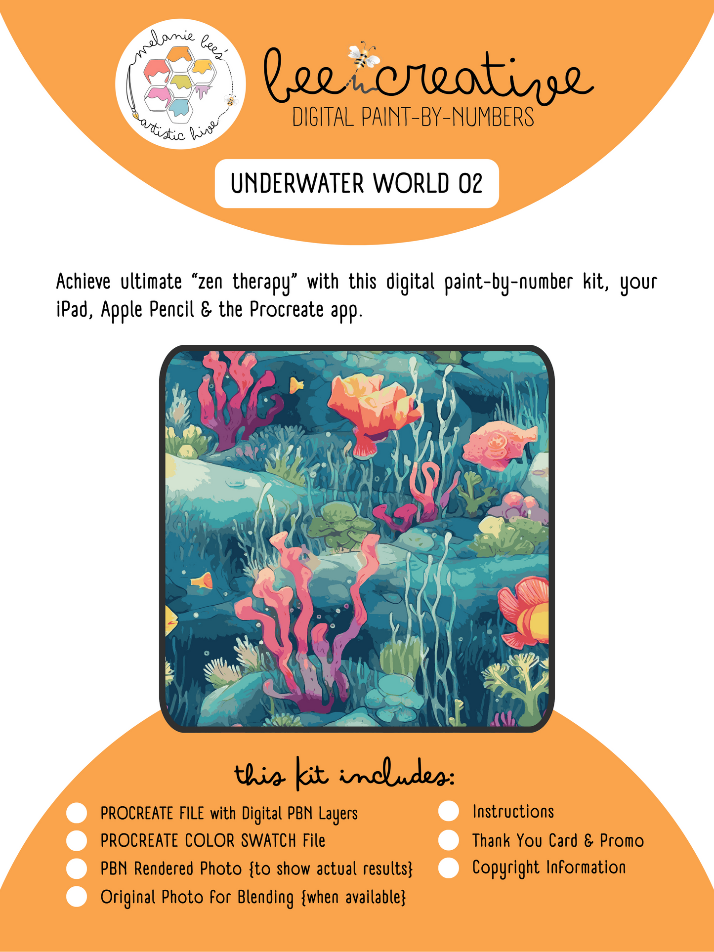 Kit de pintura digital por números BEE CREATIVE {para Procreate} - MUNDO SUBMARINO 02