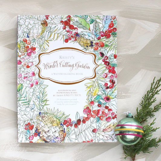 Watercolor Paintable Coloring Books - “Painterly Days: The Winter Cutting Garden” by Kristy Rice