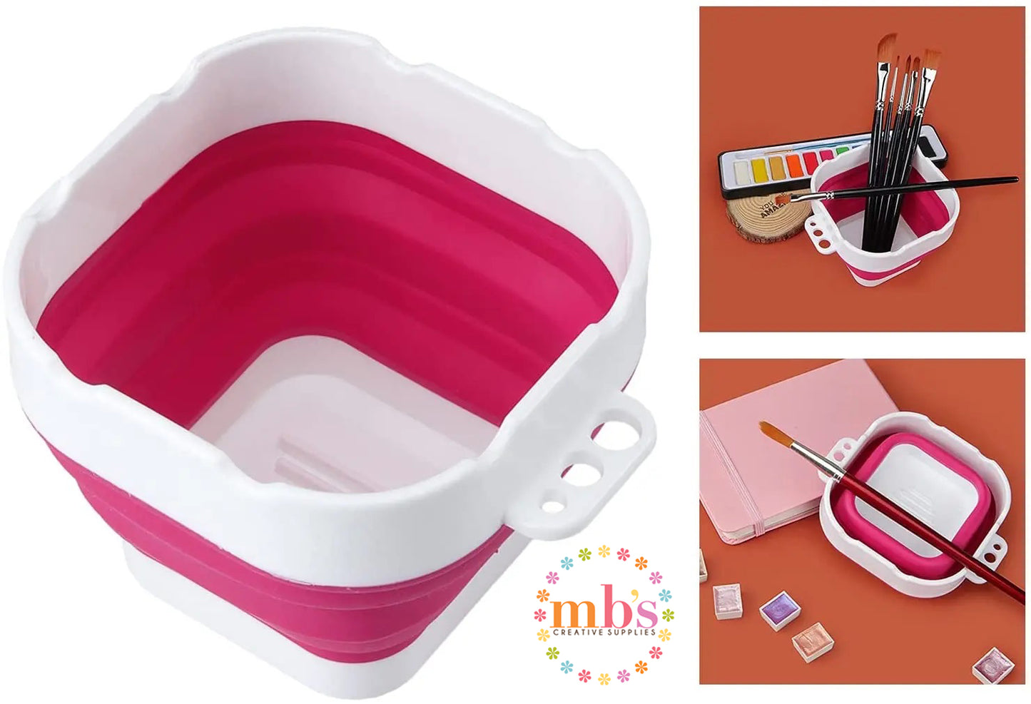 Square Collapsible Water Rinse Cups - 2 Bright Colors