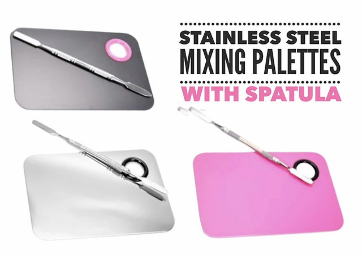 Stainless Steel Color Palette With Mixing Rod And Spatula Set For