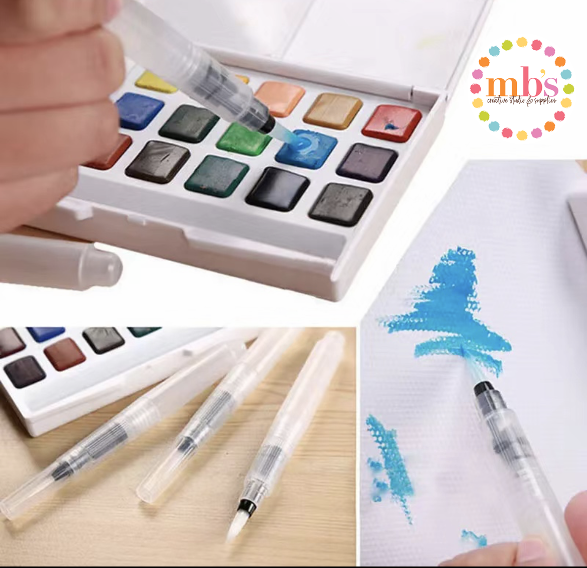 Watercolor Waterbrushes Refillable Paint Brushes - Set of 3 {S, M, L}