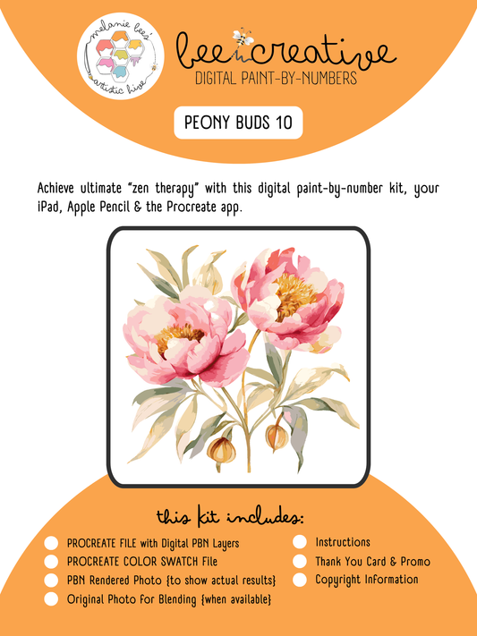 BEE CREATIVE Digital Paint by Number Kit {for Procreate} - PEONY BUD 10