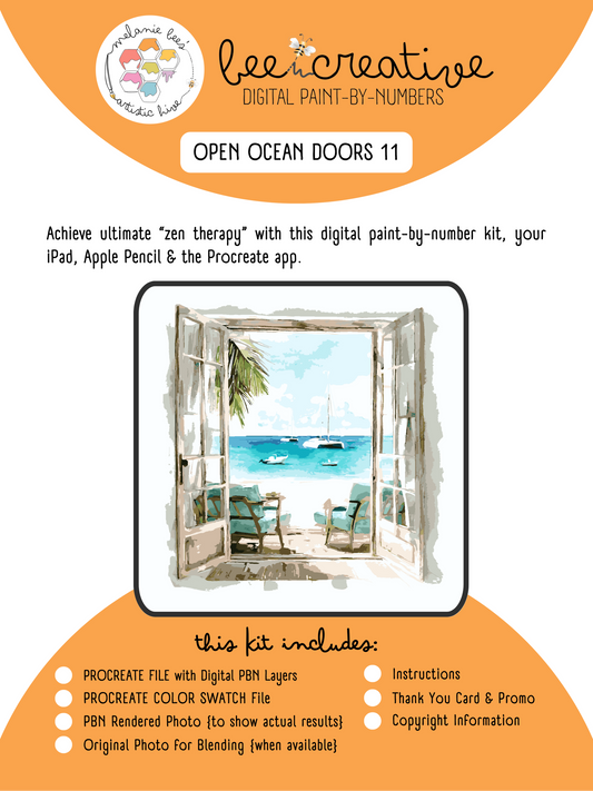 BEE CREATIVE Digital Paint by Number Kit {for Procreate} - OPEN OCEAN DOORS 11