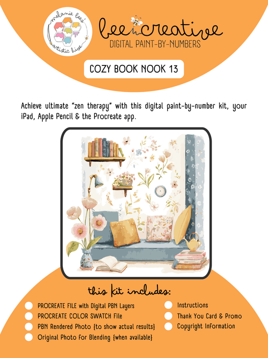 BEE CREATIVE Digital Paint by Number Kit {for Procreate} - COZY BOOKNOOK 13