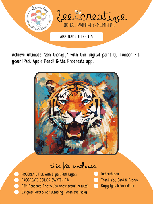 BEE CREATIVE Digital Paint by Number Kit {for Procreate} - Abstract Tiger 06