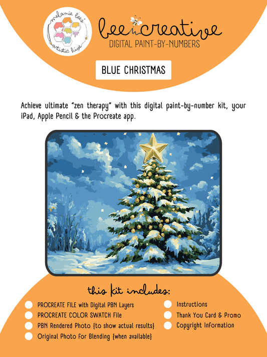 BEE CREATIVE Digital Paint by Number Kit {for Procreate} - BLUE CHRISTMAS