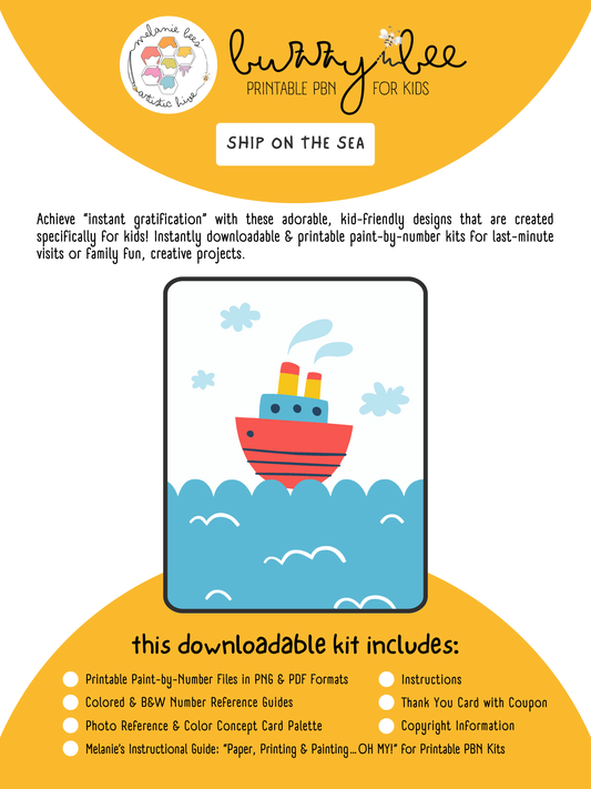 BUZZY BEE KIDS Printable Paint by Number Kit - SAILBOAT ON THE SEA