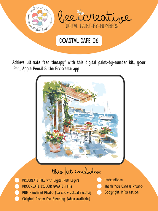 BEE CREATIVE Digital Paint by Number Kit {for Procreate} - COASTAL CAFE 06